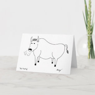 Bull Folk Art Grußkarte Karte