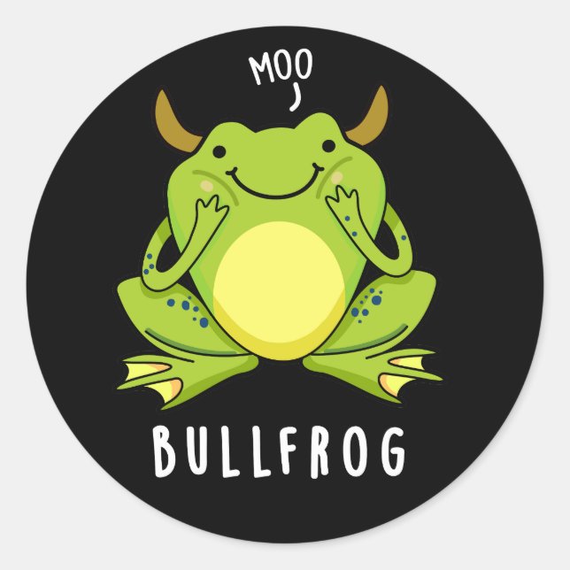 Bull Frog Funny Animal Frog Pub Dark BG Runder Aufkleber (Vorderseite)
