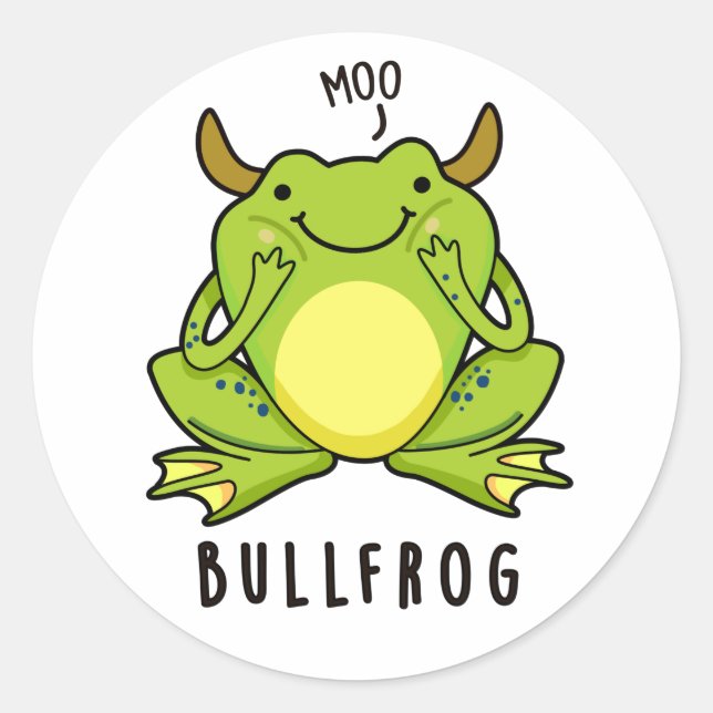 Bull Frog Funny Animal Frog Puff Runder Aufkleber (Vorderseite)