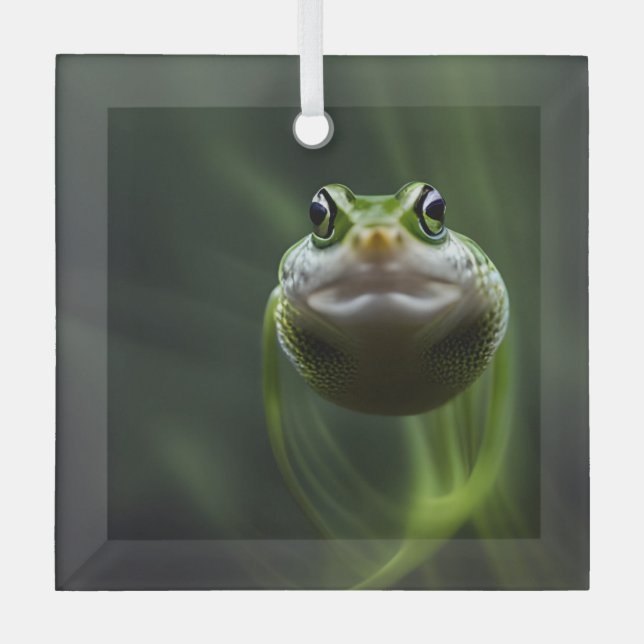 Bull Frog Tadpole Ornament Aus Glas (Vorderseite)
