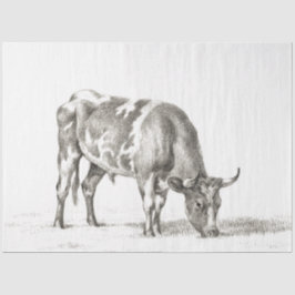 Bull Grazing Ephemera Decoupage Vintag Farm Cow Seidenpapier