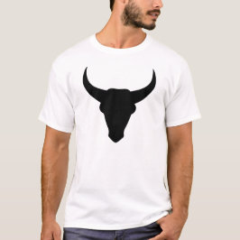 Bull Head Western Cowboy Horned Skull T-Shirt