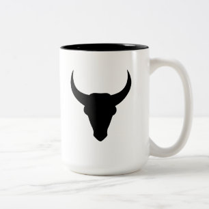 Bull Head Western Cowboy Horned Skull Zweifarbige Tasse
