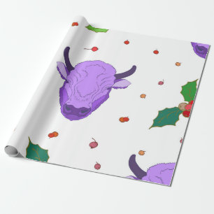Bull, heilig, Misteloe und Beeren. Das Symbol Geschenkpapier