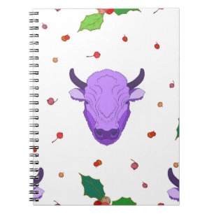 Bull, heilig, Misteloe und Beeren. Das Symbol Notizblock