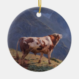 Bull in den Alpen (von Eugène Burnand) Keramik Ornament