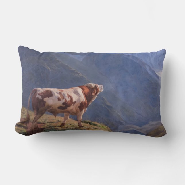 Bull in den Alpen (von Eugène Burnand) Lendenkissen (Vorderseite)