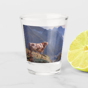 Bull in den Alpen (von Eugène Burnand) Schnapsglas