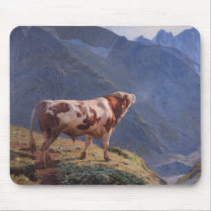 Bull in den Schweizer Alpen (von Eugène Burnand) Mousepad