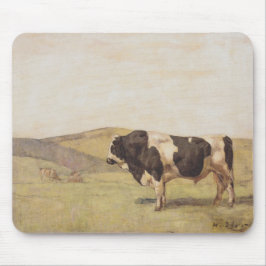 Bull in einer Schweizer Landschaft (von Ferdinand  Mousepad