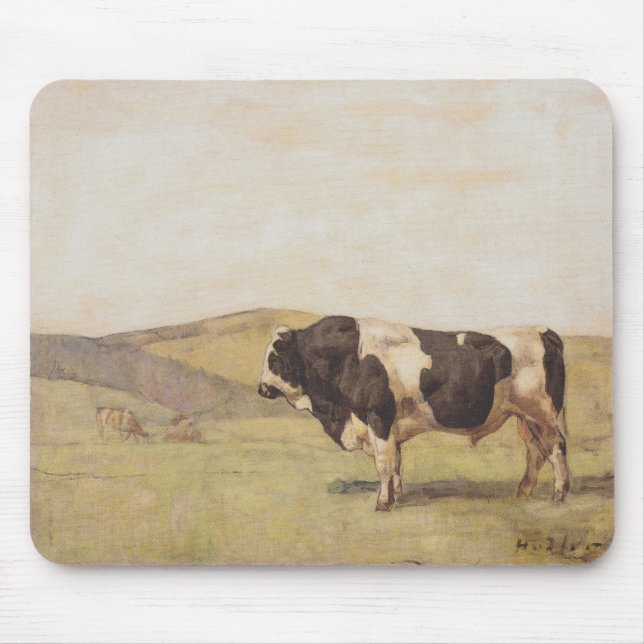 Bull in einer Schweizer Landschaft (von Ferdinand  Mousepad (Vorne)