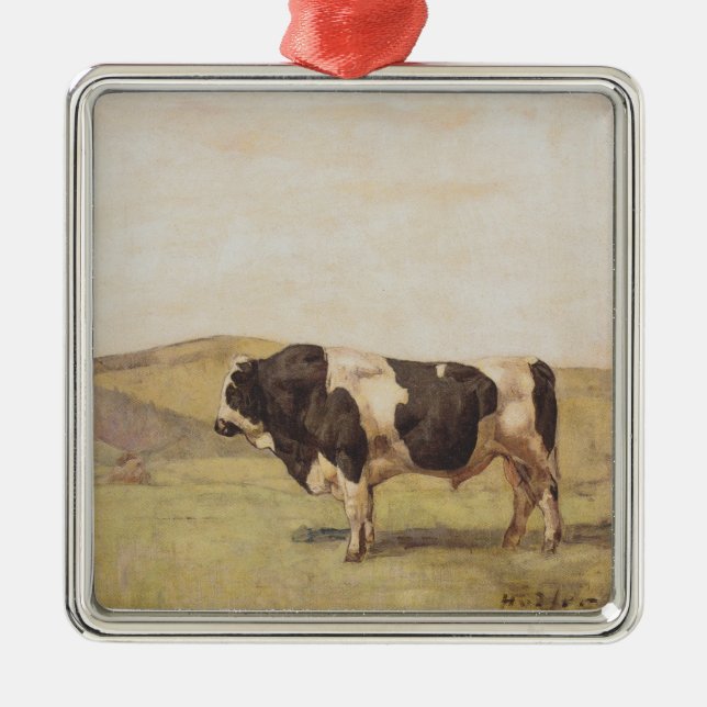 Bull in einer Schweizer Landschaft (von Ferdinand  Ornament Aus Metall (Vorne)