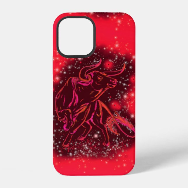 Bull iPhone Case in Red Starry Night Hülle (Rückseite)