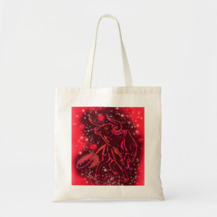 Bull läuft in der Starry Night Red Tote Bag Tragetasche