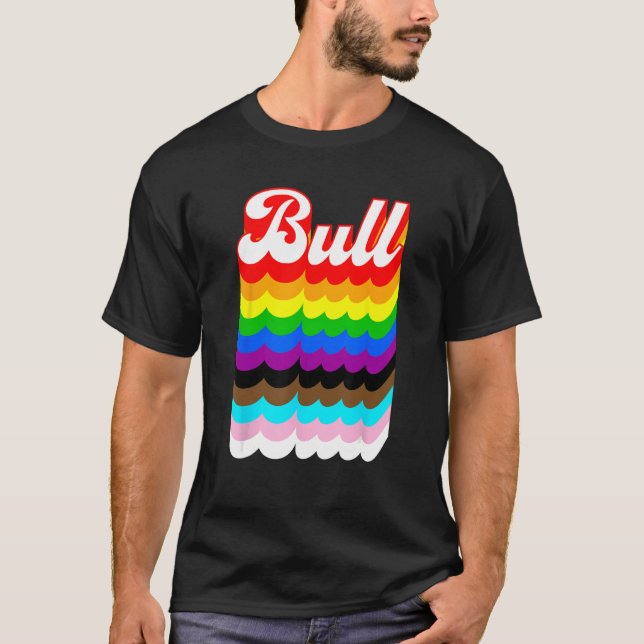 Bull LGBTQ Stolz Regenbogen T-Shirt (Vorderseite)