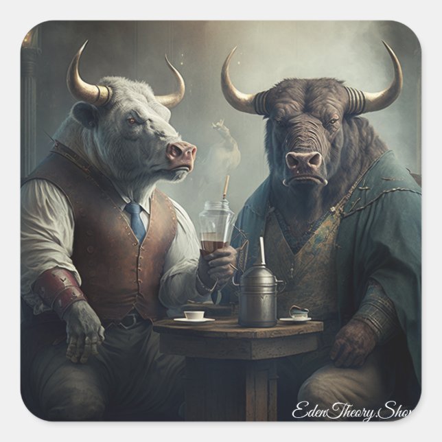 Bull Market Society Quadratischer Aufkleber (Vorderseite)