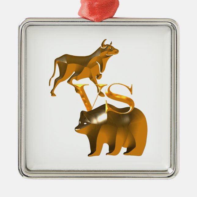 Bull Market VS Bear Market Silbernes Ornament (Vorne)