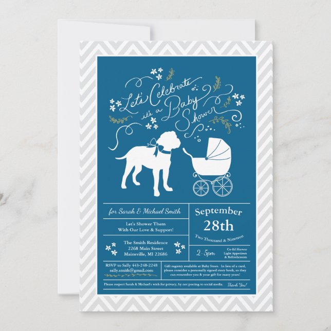 Bull Mastiff Dog Baby Shower Blue Boy Einladung (Vorderseite)