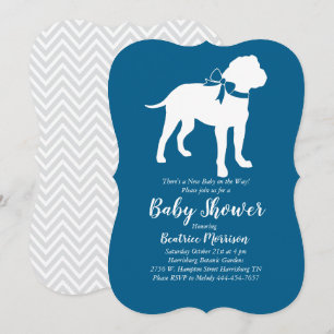 Bull Mastiff Dog Baby Shower Blue Boy Einladung