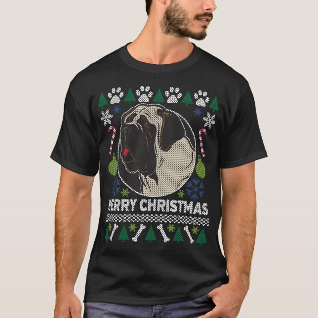 Bull Mastiff Dog Breed Ugly Christmas Sweater T-Shirt (Vorderseite)