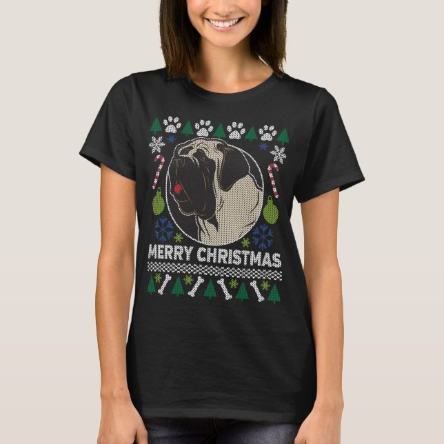 Bull Mastiff Dog Breed Ugly Christmas Sweater T-Shirt (Vorderseite)