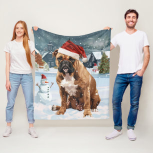 Bull Mastiff Dog Winter Wunderland Weihnachtsfreud Fleecedecke