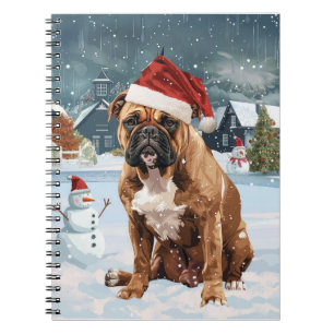 Bull Mastiff Dog Winter Wunderland Weihnachtsfreud Notizblock