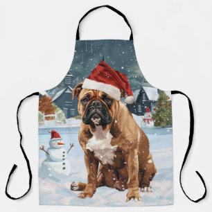 Bull Mastiff Dog Winter Wunderland Weihnachtsfreud Schürze