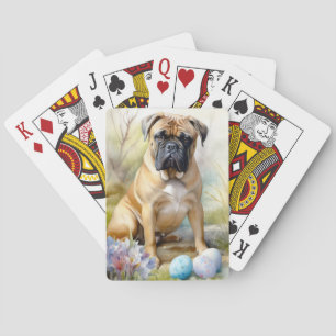 Bull Mastiff Hund mit Ostereiern Urlaub Spielkarten