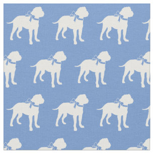Bull Mastiff Hund Silhouette Bullmastiff Hellblau Stoff