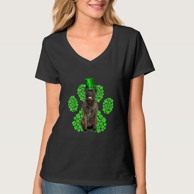 Bull Mastiff Kleeblatt C St Patrick's Day T-Shirt (Vorderseite)