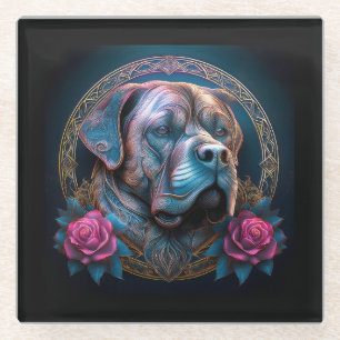 Bull Mastiff Peers durch ein Zeitportal Glasuntersetzer