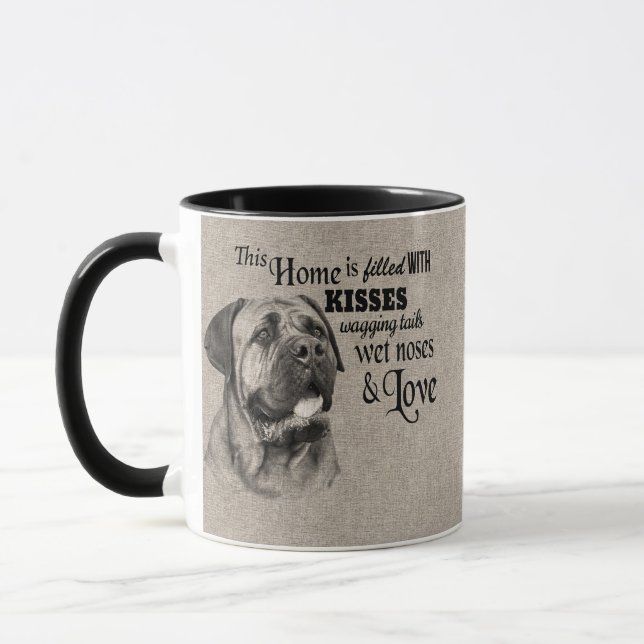 Bull Mastiff Vintages Portrait niedliches Zitat Tasse (Links)