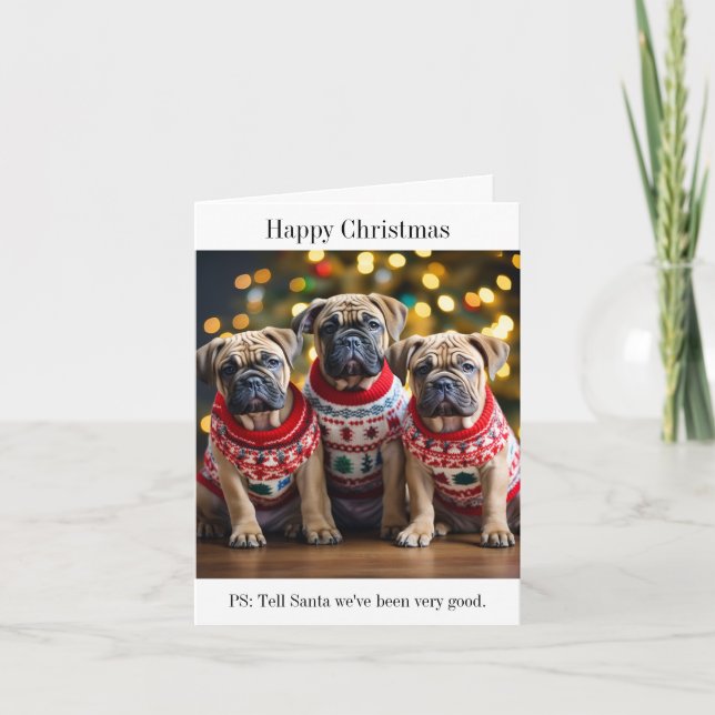 Bull Mastiff Welppies Weihnachtskarte Karte (Vorderseite)