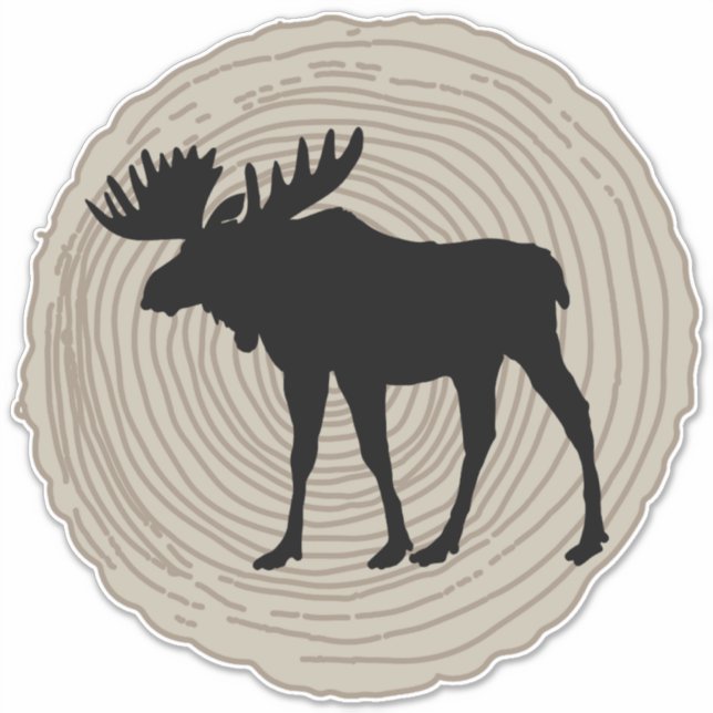 Bull Moose Animal Nature Rustic Aufkleber (Vorderseite)