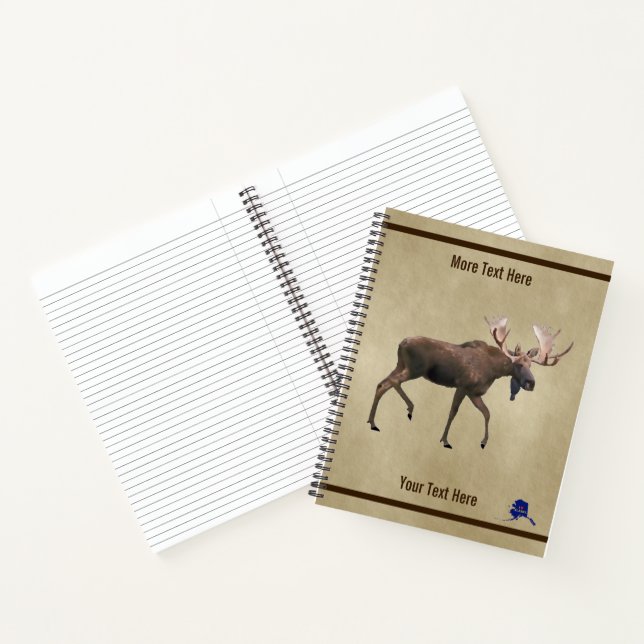 Bull Moose auf altem Papier Notizbuch (Innenseite)