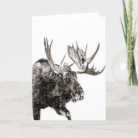 Bull Moose in Snow Grußkarte