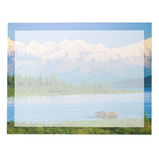 Bull moose in Wonder Lake Notizblock (Vorderseite)