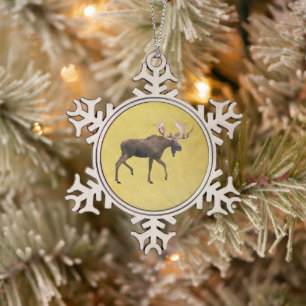 Bull Moose Schneeflocken Zinn-Ornament
