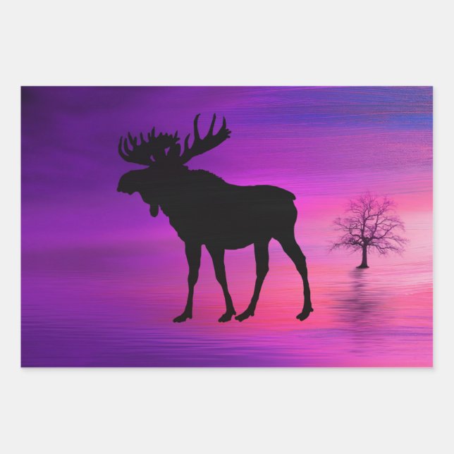 Bull Moose-Silhouette Geschenkpapier Set (Vorderseite)