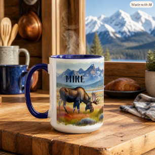 Bull Moose Wasserfarbe Benutzername Kaffee  Tasse