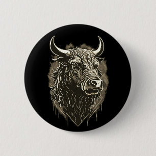 Bull Portrait Postkarte Button
