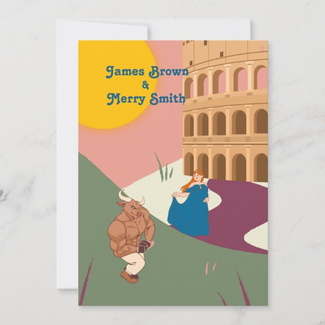 Bull Princess Ancient Roman Sun Wedding Einladung (Vorderseite)