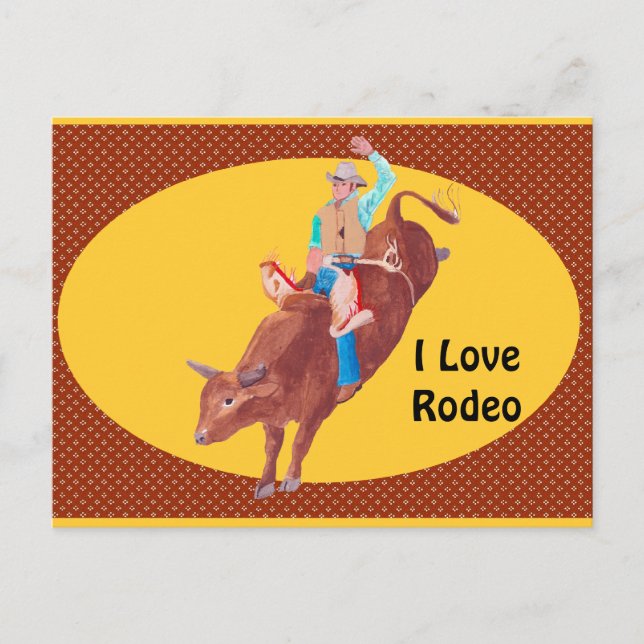 Bull Rider ~ I Liebe Rodeo Postkarte (Vorderseite)