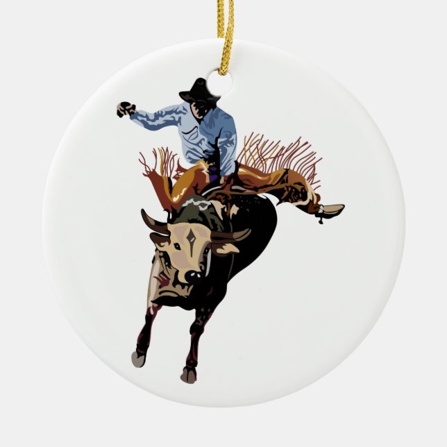 Bull Rider Keramik Ornament (Vorne)
