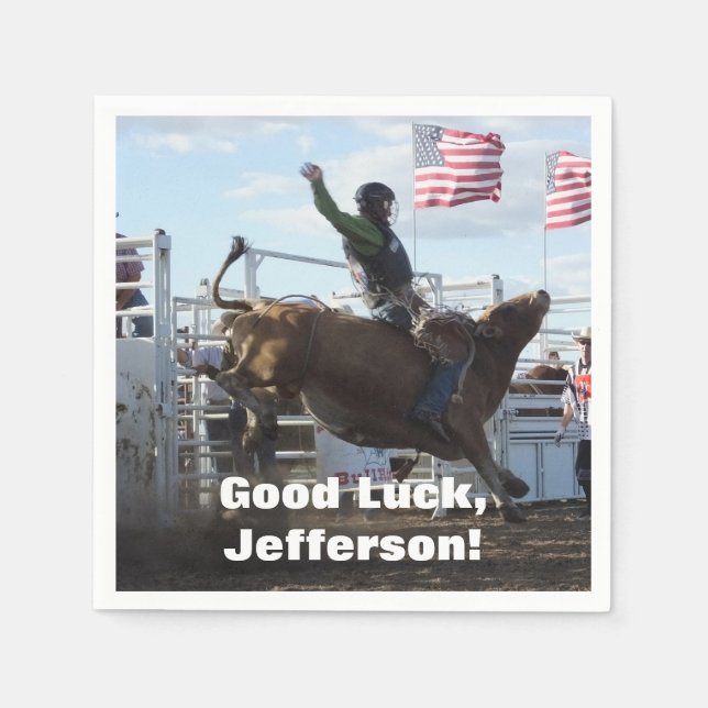 Bull Rider und Bucking Bull Rodeo Serviette (Vorderseite)