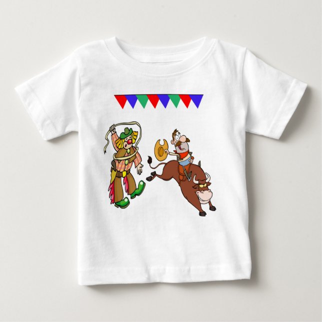 Bull Rider und Rodeo Clown Baby T-shirt (Vorderseite)