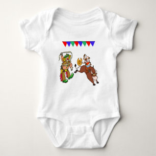 Bull Rider und Rodeo Clown Cartoon Baby Strampler