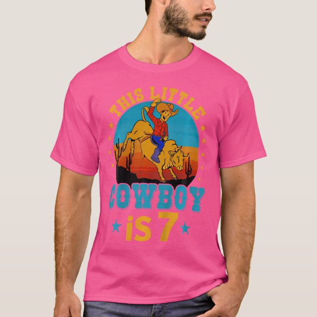 Bull Riding 7th Birthday Boy 7 Year Old Western Co T-Shirt (Vorderseite)