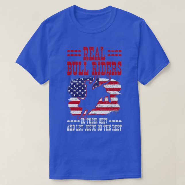 Bull Riding American Flag Rodeo Patriotic Christia T-Shirt (Design vorne)